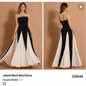 Azazie Black and White Strapless Jaliyah Maxi Dress